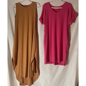 Zenana Summer Dress Lot Of 2 Size Medium Buttery Soft Tshirt Dress Career Travel